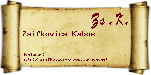 Zsifkovics Kabos névjegykártya